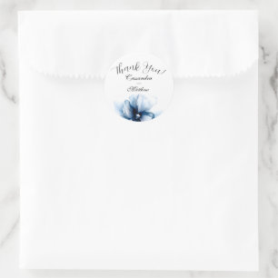 Elegant Dusty Blue Navy Blume Hochzeit Runder Aufkleber