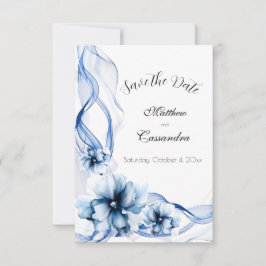 Elegant Dusty Blue Navy Blume Hochzeit Save The Date