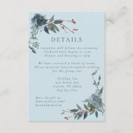 Elegant Dusty Blue Navy Botanischer Garten Begleitkarte