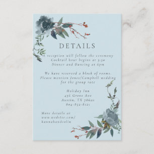 Elegant Dusty Blue Navy Botanischer Garten Begleitkarte