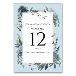 Elegant Dusty Blue Navy Botanischer Garten Tischnummer