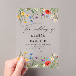 Elegant Dusty Blue Navy Floral Wedding Acryleinladungen