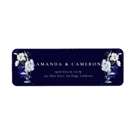 Elegant Dusty Blue Navy Floral Wedding Address