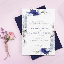 Elegant Dusty Blue Navy Floral Wedding