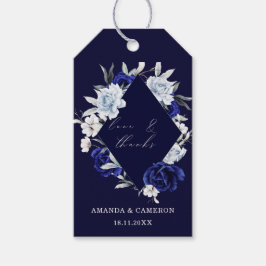 Elegant Dusty Blue Navy Gastgeschenk Hochzeit Geschenkanhänger