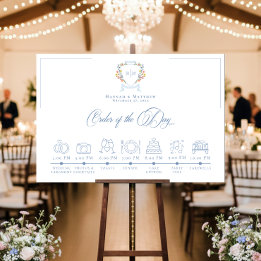 Elegant Dusty Blue Pastel Wildflower Crest Wedding