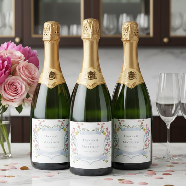 Elegant Dusty Blue Pastel Wildflower Crest Wedding (Von Creator hochgeladen)