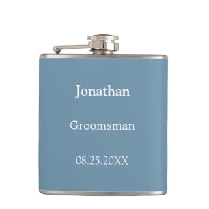 Elegant Dusty Blue Personalisiert Trauzeuge Flask Flachmann