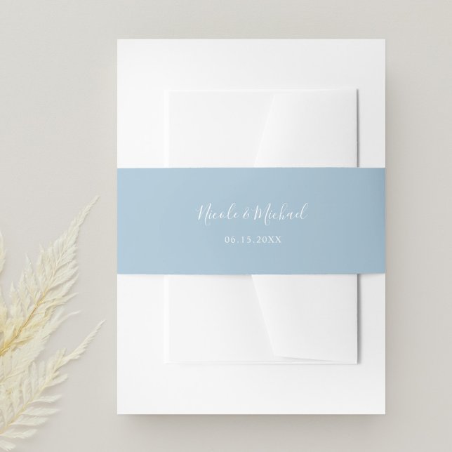 Elegant Dusty Blue Personalisiert Wedding Einladungsbanderole (Von Creator hochgeladen)