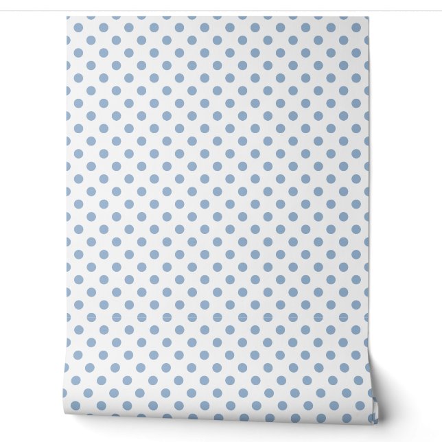 Elegant Dusty Blue Polka Dots Tapete (Abrollen)