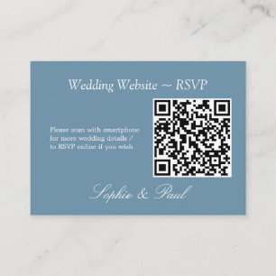 Elegant Dusty Blue QR Code Website RSVP Card Begleitkarte