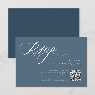 Elegant Dusty Blue QR Einfach Minimalistisch moder RSVP Karte