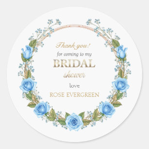 Elegant Dusty Blue Rose Baby's Breathe Vielen Dank Runder Aufkleber