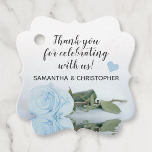 Elegant Dusty Blue Rose Wedding Vielen Dank Geschenkanhänger