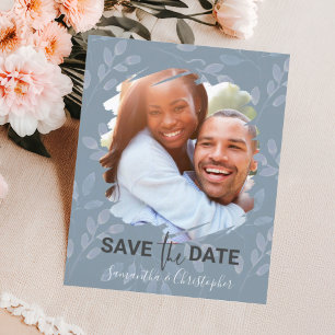 Elegant Dusty Blue Save the Date Foto Wedding