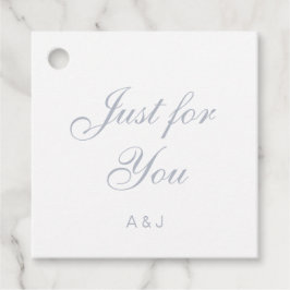 Elegant Dusty Blue Script Gastgeschenk Hochzeit Ta Geschenkanhänger
