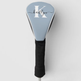 Elegant Dusty Blue Script Monogram Golf Headcover