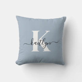 Elegant Dusty Blue Script Monogram Kissen