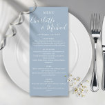 Elegant Dusty Blue Signature Wedding Menu Menükarte<br><div class="desc">Elegant dusty blue signature wedding menu card featuring signature style names,  this modern menu card can be personalized with your information in chic white lettering. Designed by Thisisnotme©</div>