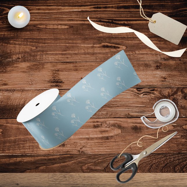 Elegant Dusty Blue Simple Flower  Satinband (Von Creator hochgeladen)