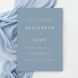 Elegant Dusty Blue Simple Wedding Modern Einladung
