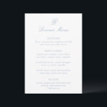Elegant Dusty Blue Traditionelle Hochzeit Menükarte<br><div class="desc">Klassische Hochzeitsmenüs mit einem schlichten und zeitlosen Design mit elegantem Drehbuch und klassischen Serif-Schriftart.</div>