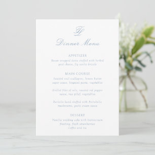Elegant Dusty Blue Traditionelle Hochzeit Menükarte