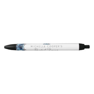 Elegant Dusty Blue und Navy Floral Kugelschreiber