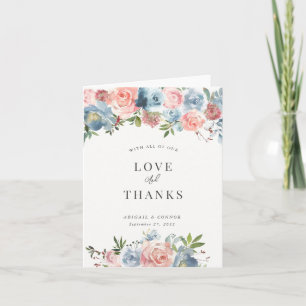 Elegant Dusty Blue und Rose Floral Swag Dankeskarte