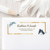 Elegant Dusty Blue Watercolor Blue Birds Wedding L