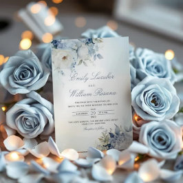 Elegant Dusty Blue Watercolor Boho Floral Wedding Einladung