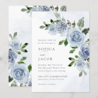 Elegant Dusty Blue Watercolor Floral Wedding