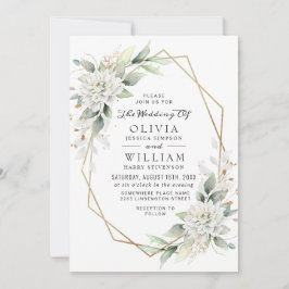 Elegant Dusty Blue Watercolor Grüne Hochzeit Einladung