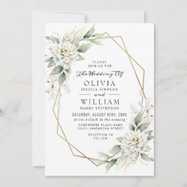 Elegant Dusty Blue Watercolor Grüne Hochzeit Einladung