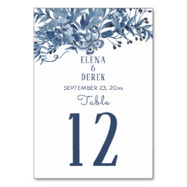 Elegant Dusty Blue Watercolor Tischnummer