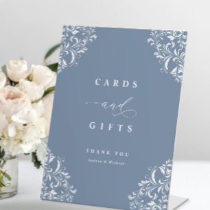 Elegant Dusty Blue Wedding Cards & Gifts Sockelschild