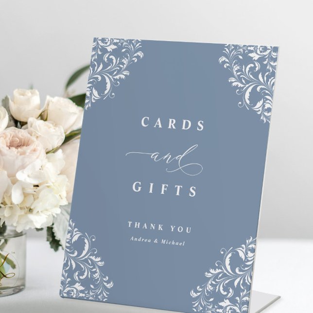 Elegant Dusty Blue Wedding Cards & Gifts Sockelschild (Von Creator hochgeladen)