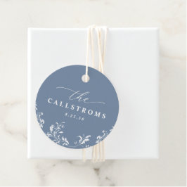 Elegant Dusty Blue Wedding Classy Round Geschenkanhänger