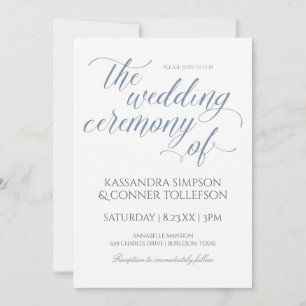 Elegant Dusty Blue Wedding Einladungen Kalligraphi