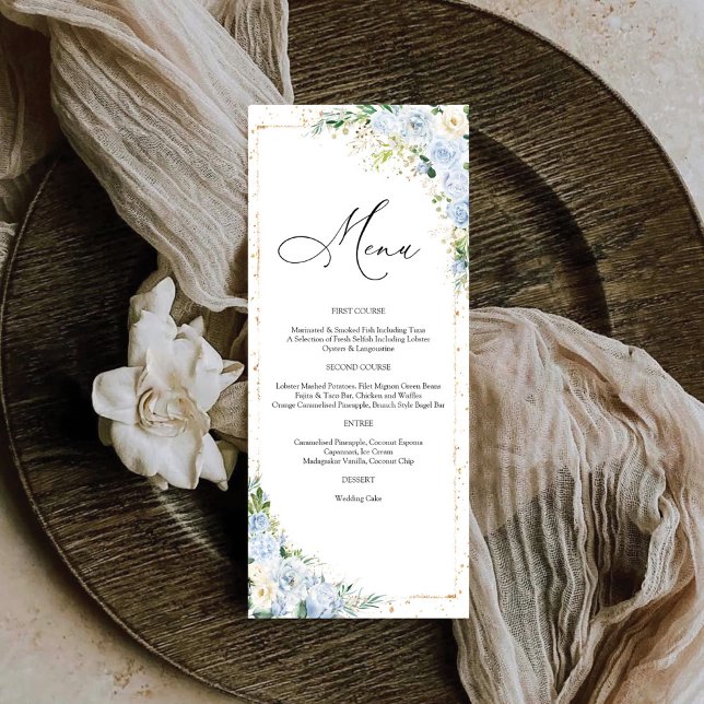 Elegant Dusty Blue Wedding Menu (Créateur téléchargé)