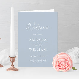 Elegant Dusty Blue Wedding Program Dankeskarte