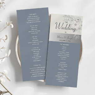 Elégant Dusty Blue Wedding Programme