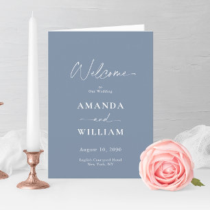 Elégant Dusty Blue Wedding Programme