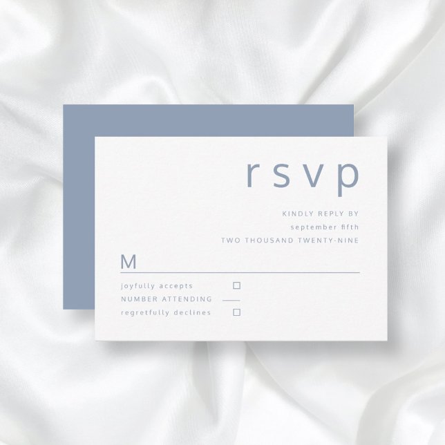 Elegant Dusty Blue Wedding RSVP Karte (Von Creator hochgeladen)