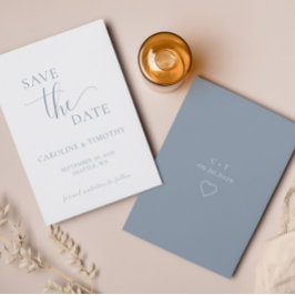 Elegant Dusty Blue Wedding Save the Date Card Einladung