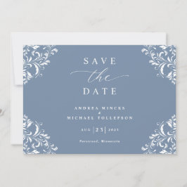 Elegant Dusty Blue Wedding Save the Date Cards