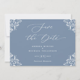 Elegant Dusty Blue Wedding Save the Date Cards