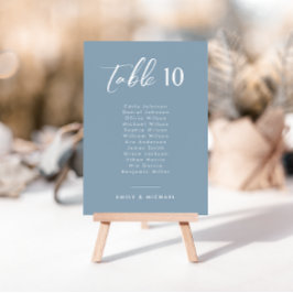 Elegant Dusty Blue Wedding Tischnummer & Names