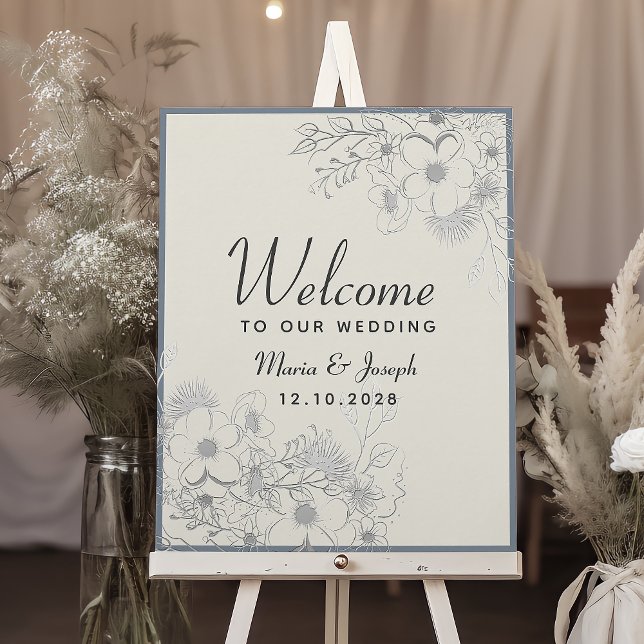 Elegant Dusty Blue Wedding Welcome Poster (Von Creator hochgeladen)