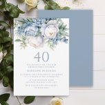 Elegant Dusty Blue White Floral 40. Geburtstag Einladung<br><div class="desc">Elegant staubige, blau-weiße Blumenfrauen 40. Party Einladung. Diese Einladung kann gedruckt oder als digitale Einladung, mit Familie und Freunden über soziale Medien oder per E-Mail zu teilen gekauft werden. Kontaktieren Sie mich, um Hilfe bei Ihren Anpassungen zu erhalten oder um zusätzliche Matching oder Koordination von Zazzle-Produkten für Ihr Party anzufordern....</div>